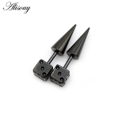 Alisouy 2 buc. Cercei tip ureche din oțel inoxidabil, punk, gotic, zaruri, piercing, bijuterii, cadou