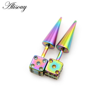 Alisouy 2 buc. Cercei tip ureche din oțel inoxidabil, punk, gotic, zaruri, piercing, bijuterii, cadou