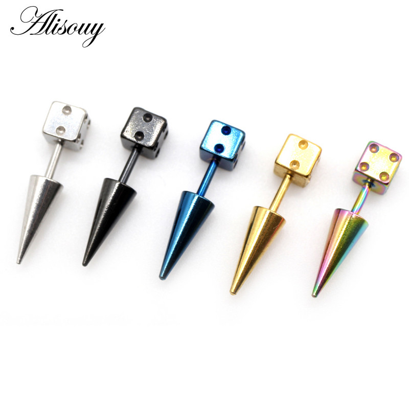 Alisouy 2 buc. Cercei tip ureche din oțel inoxidabil, punk, gotic, zaruri, piercing, bijuterii, cadou