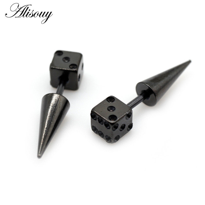 Alisouy 2 buc. Cercei tip ureche din oțel inoxidabil, punk, gotic, zaruri, piercing, bijuterii, cadou