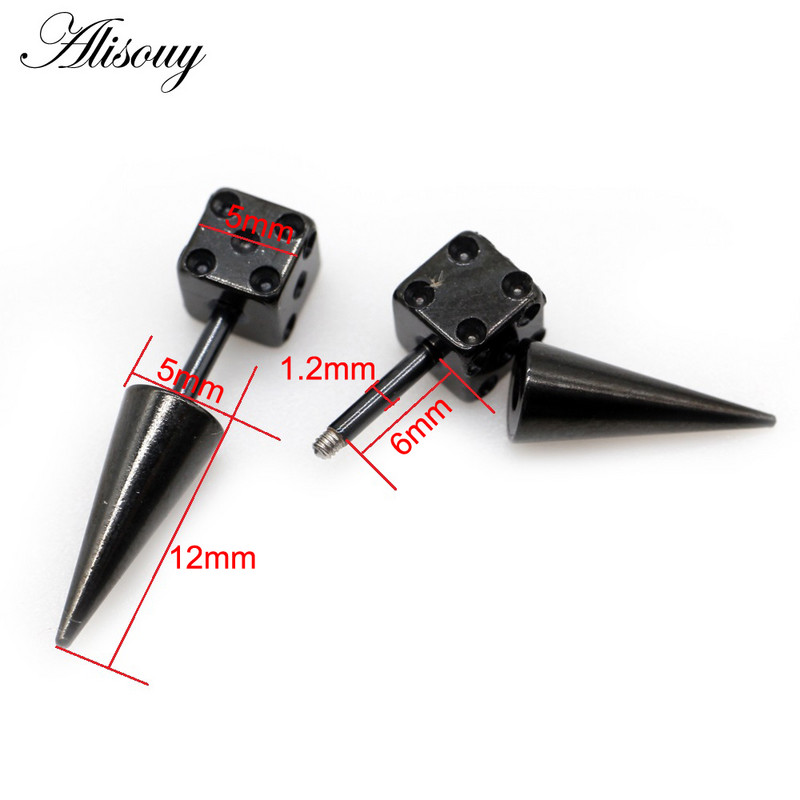 Alisouy 2 buc. Cercei tip ureche din oțel inoxidabil, punk, gotic, zaruri, piercing, bijuterii, cadou