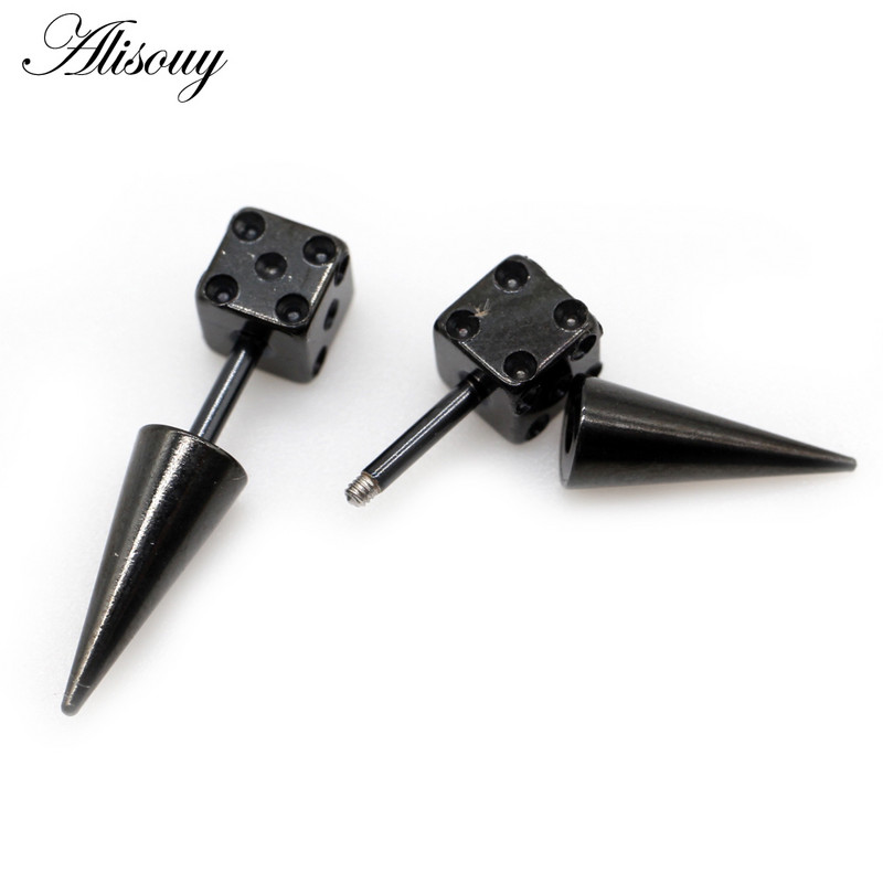 Alisouy 2 buc. Cercei tip ureche din oțel inoxidabil, punk, gotic, zaruri, piercing, bijuterii, cadou