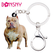 Bonsny Acrilic American Pit Bull Terrier Câine Breloc Breloc Inele Bijuterii Pentru Femei Fete Poșetă Breloc pentru mașină Accesorii pentru animale de companie