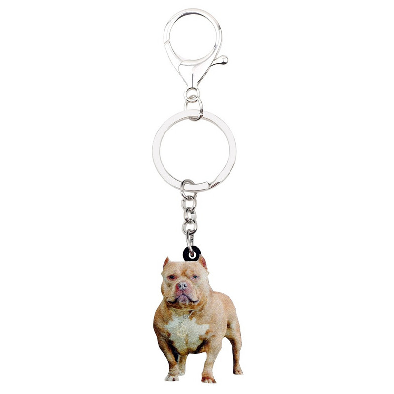 Bonsny Acrilic American Pit Bull Terrier Câine Breloc Breloc Inele Bijuterii Pentru Femei Fete Poșetă Breloc pentru mașină Accesorii pentru animale de companie