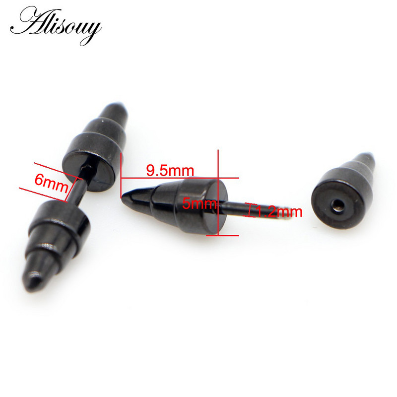 Alisouy 2 buc Punk Rock filet cu șurub Rivet Spike Tip Con Oțel inoxidabil Femei Bărbați Unisex Ureche Stud Cercei Piercing Bijuterii pentru corp