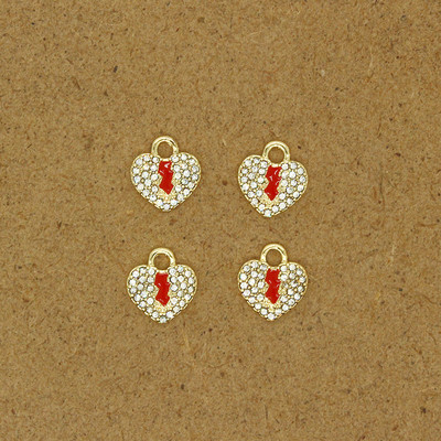5 bucăți cupru dragoste inimă fulger cercei smalț farmece cu stras bricolaj brățară colier picătură ureche bijuterii material accesoriu