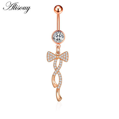 Alisouy 1 bucată Zircon Inel lung pentru burtă, stea, soare, lună, inimă, piercing la buric, oțel chirurgical, pentru femei, inel pentru buric, bijuterii pentru buric