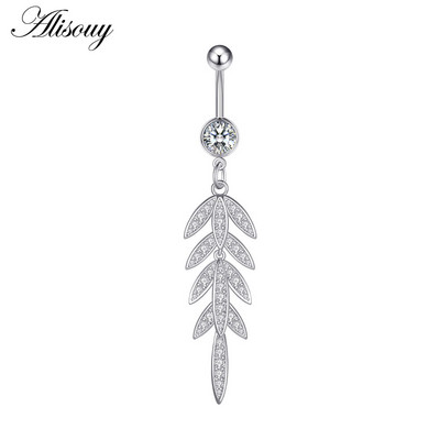 Alisouy 1 bucată Zircon Inel lung pentru burtă, stea, soare, lună, inimă, piercing la buric, oțel chirurgical, pentru femei, inel pentru buric, bijuterii pentru buric