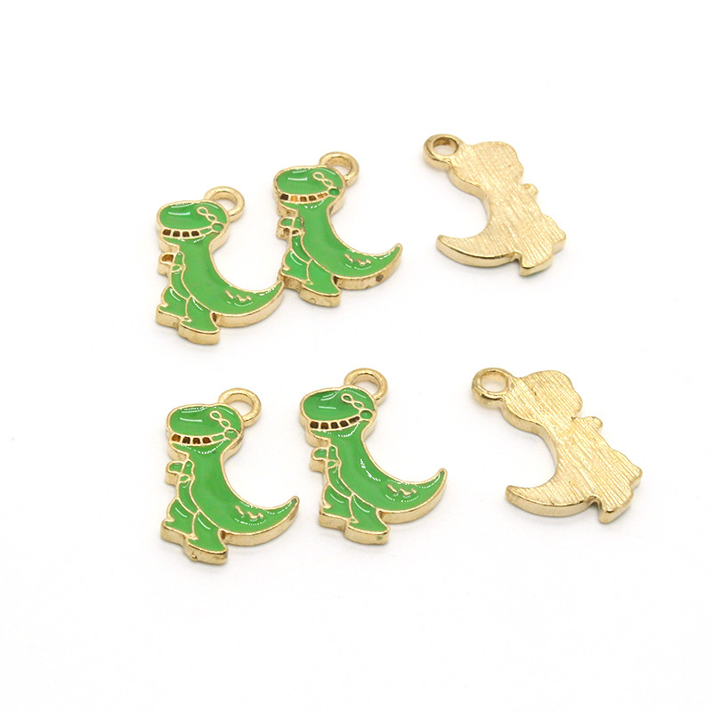 10 komada zelenih dinosaura slatke naušnice emajl privjesci Kawaii životinjski privjesci za narukvicu Priključak Dodatak Diy Crtani Nakit