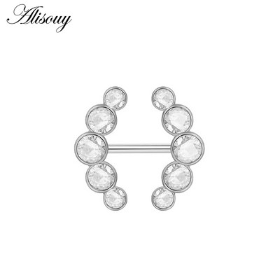 Alisouy 2 bucăți 14G flori de inimă cubic zirconiu cristal din oțel inoxidabil sexy femei inel mamelon scut barbell piercing bijuterii pentru corp