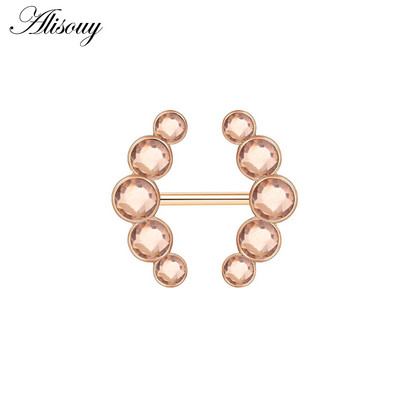 Alisouy 2 bucăți 14G flori de inimă cubic zirconiu cristal din oțel inoxidabil sexy femei inel mamelon scut barbell piercing bijuterii pentru corp