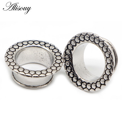 Alisouy 2 buc din oțel inoxidabil flori frunze lună pene schelet urechi tuneluri dopuri expander targă calibre corp piercing bijuterii