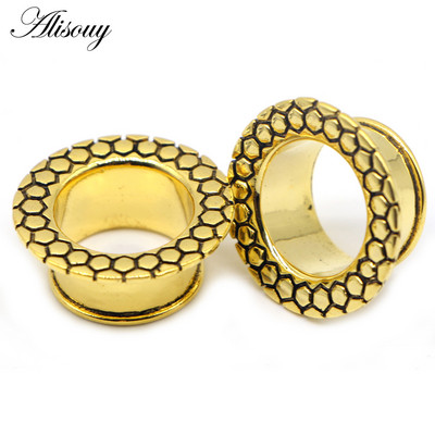 Alisouy 2 buc din oțel inoxidabil flori frunze lună pene schelet urechi tuneluri dopuri expander targă calibre corp piercing bijuterii