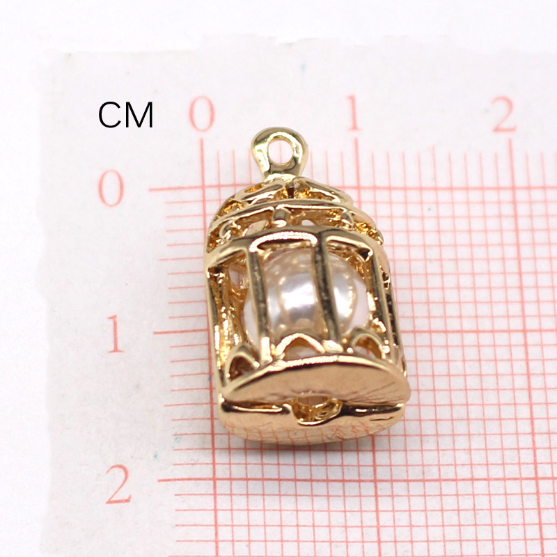 3 kom 3D unutarnje simulacije bisera Zlatni kavez za ptice Legirane naušnice Privjesci Slatka starinska ogrlica Privjesak Nakit Diy dodatak