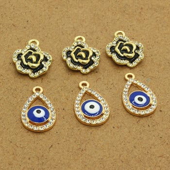 6 τμχ Vintage Μαύρο λουλούδι Drop Eye Eye Σάλτσες Γυαλιστερό Rhinestone Σκουλαρίκι Devil\'s Eye Κρεμαστά Γυναικεία κοσμήματα