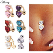 Vânzare fierbinte Fashion Love Heart inele pentru buric Bar 5 culori placat Piercing chirurgical Bijuterii sexy pentru corp pentru femei piercing buric