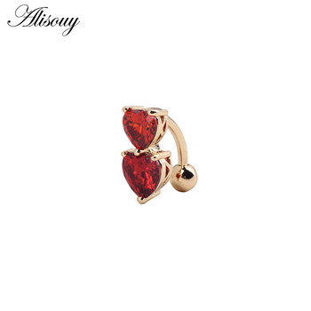 Горещи разпродажби Fashion Love Heart belly Heart пръстени за пъп Бар 5 цвята с покритие Хирургически пиърсинг Секси бижута за тяло за жени пиърсинг на пъпа