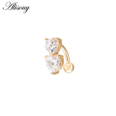 Vânzare fierbinte Fashion Love Heart inele pentru buric Bar 5 culori placat Piercing chirurgical Bijuterii sexy pentru corp pentru femei piercing buric