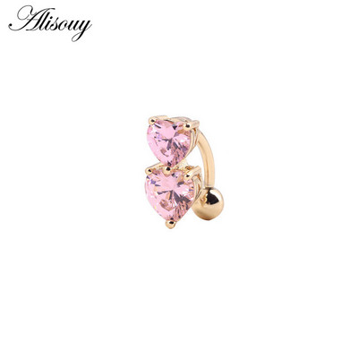 Vânzare fierbinte Fashion Love Heart inele pentru buric Bar 5 culori placat Piercing chirurgical Bijuterii sexy pentru corp pentru femei piercing buric