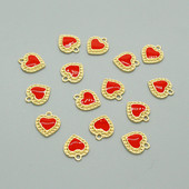 10 komada Modni emajl Crveno Ljubavno Srce Privjesci Srca Narukvica Ogrlica Naušnice Privjesak Ručno izrađeni Dodatak Diy za izradu nakita