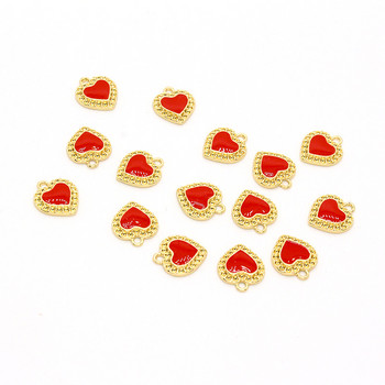 10τμχ Μόδα Σμάλτο Κόκκινο Love Heart Charms Καρδιές Βραχιόλι Κολιέ Σκουλαρίκια Κρεμαστό Χειροποίητο Αξεσουάρ Diy For Jewelry Make