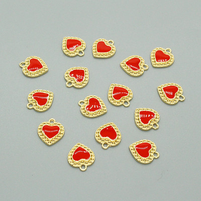 10 komada Modni emajl Crveno Ljubavno Srce Privjesci Srca Narukvica Ogrlica Naušnice Privjesak Ručno izrađeni Dodatak Diy za izradu nakita