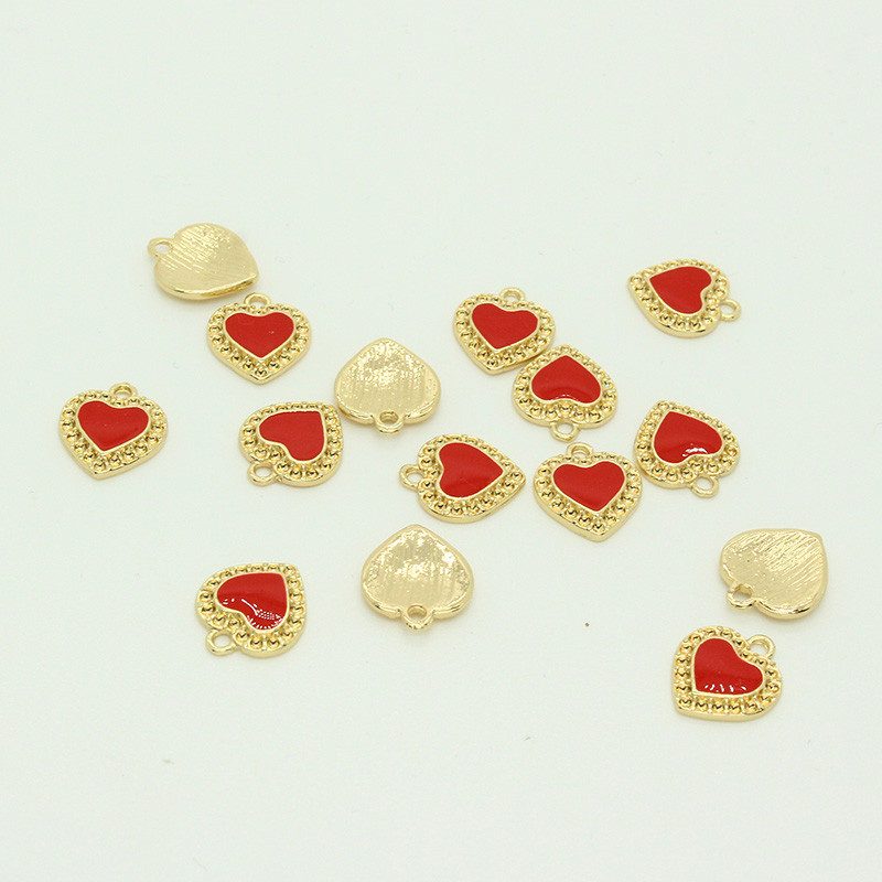 10 komada Modni emajl Crveno Ljubavno Srce Privjesci Srca Narukvica Ogrlica Naušnice Privjesak Ručno izrađeni Dodatak Diy za izradu nakita