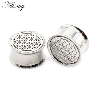 Alisouy 2 buc 10-22 mm 316L Oțel inoxidabil floare evazat urechi tunel dopuri carne expansoare Stretchers calibre Piercing bijuterii pentru corp