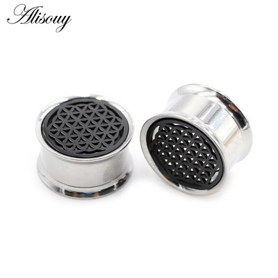 Alisouy 2 buc 10-22 mm 316L Oțel inoxidabil floare evazat urechi tunel dopuri carne expansoare Stretchers calibre Piercing bijuterii pentru corp
