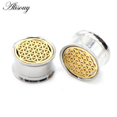 Alisouy 2 buc 10-22 mm 316L Oțel inoxidabil floare evazat urechi tunel dopuri carne expansoare Stretchers calibre Piercing bijuterii pentru corp