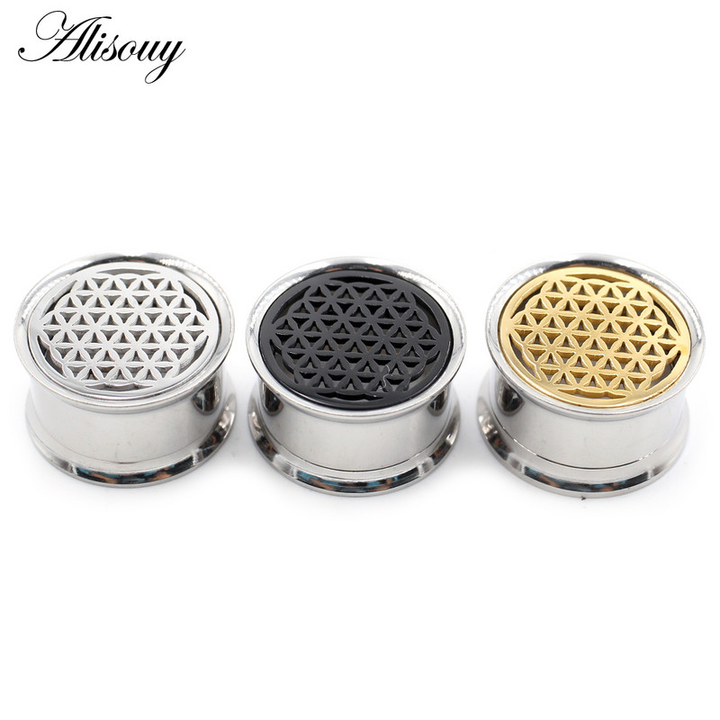 Alisouy 2 buc 10-22 mm 316L Oțel inoxidabil floare evazat urechi tunel dopuri carne expansoare Stretchers calibre Piercing bijuterii pentru corp