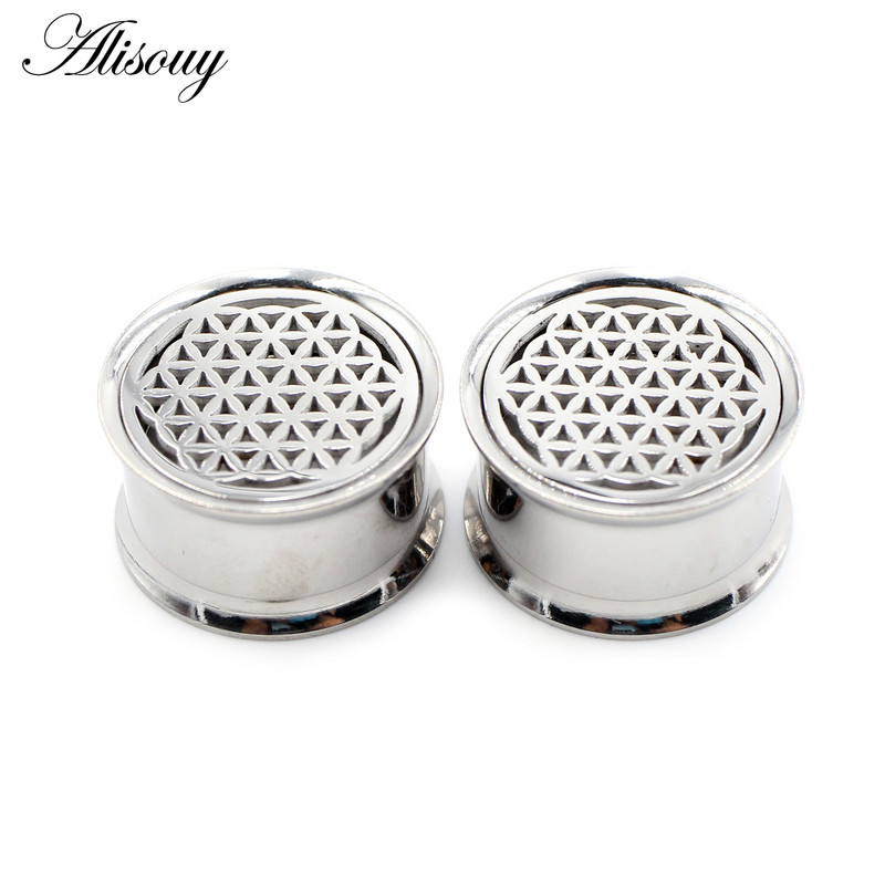 Alisouy 2 buc 10-22 mm 316L Oțel inoxidabil floare evazat urechi tunel dopuri carne expansoare Stretchers calibre Piercing bijuterii pentru corp