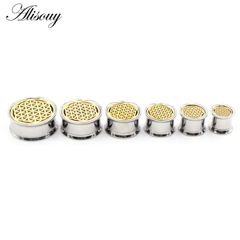 Alisouy 2 buc 10-22 mm 316L Oțel inoxidabil floare evazat urechi tunel dopuri carne expansoare Stretchers calibre Piercing bijuterii pentru corp