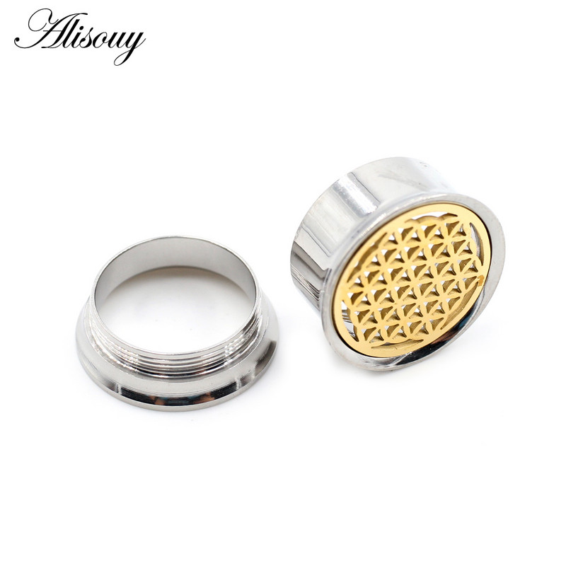 Alisouy 2 buc 10-22 mm 316L Oțel inoxidabil floare evazat urechi tunel dopuri carne expansoare Stretchers calibre Piercing bijuterii pentru corp
