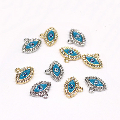 3gab Jauns Lucky Turkish Evil Eye rokassprādze Auskaru piekariņi sakausējums Rhinestone Mazs, gudrs kaklarotas kulonu aksesuārs rotaslietu izgatavošanai