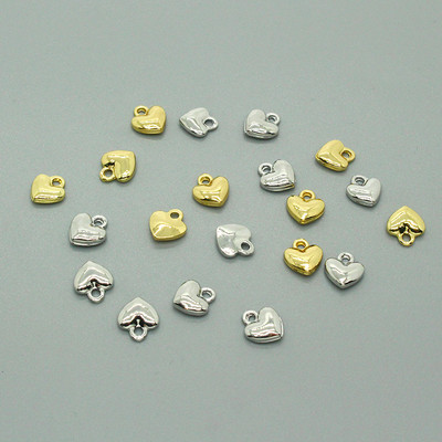 10 bucăți drăguț mini inimă bombată dragoste cercei farmece aliaj lucios inimă colier brățară pandantive accesoriu diy metal bijuterii face