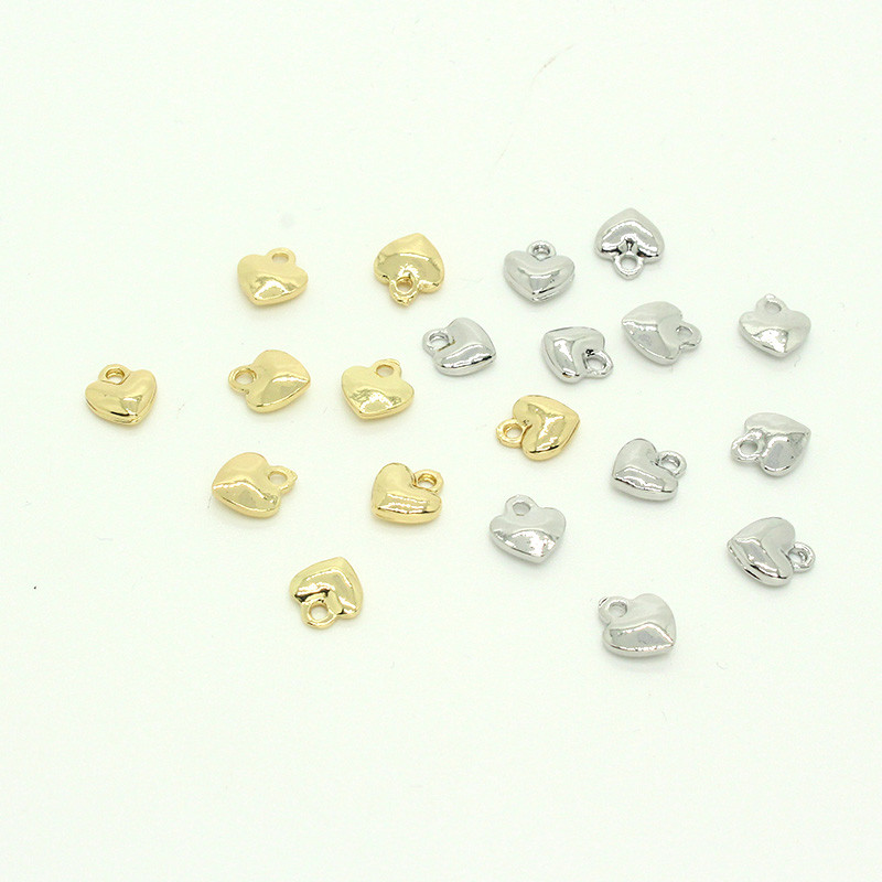 10 bucăți drăguț mini inimă bombată dragoste cercei farmece aliaj lucios inimă colier brățară pandantive accesoriu diy metal bijuterii face