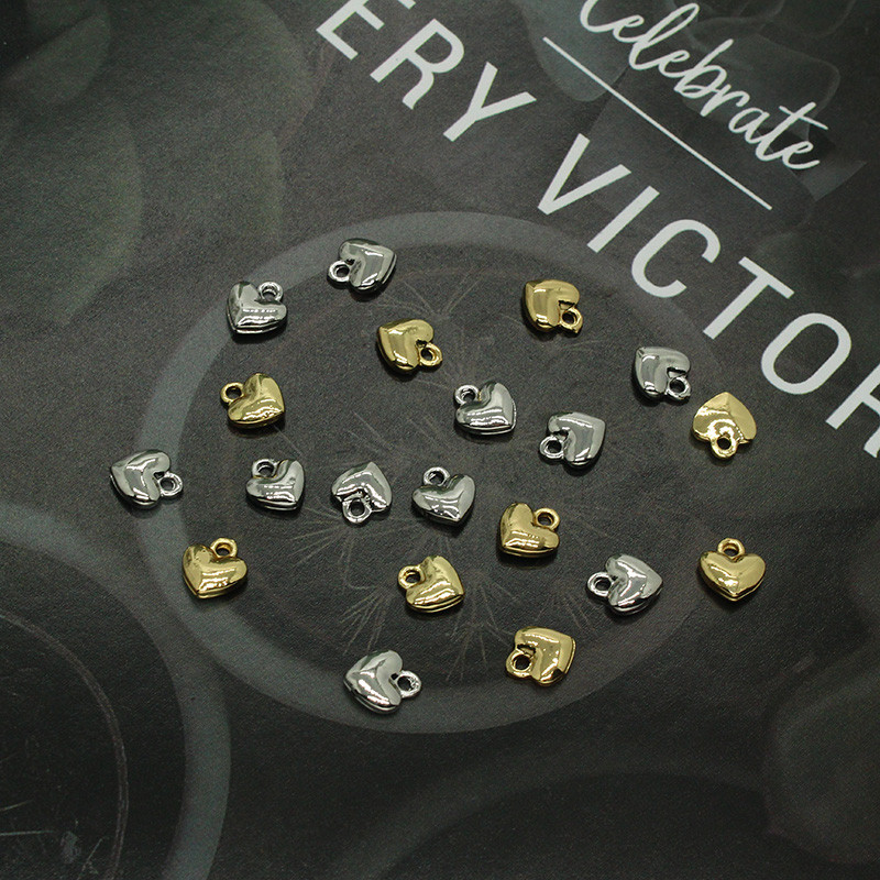 10 bucăți drăguț mini inimă bombată dragoste cercei farmece aliaj lucios inimă colier brățară pandantive accesoriu diy metal bijuterii face