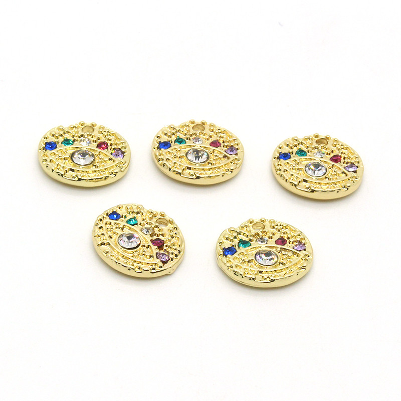 6db Fényes Színes Strasszkő szemfülbevaló Bűbájok Török arany Evil Eye karkötő medálok Kiegészítő DIY Lucky Jewelry Make