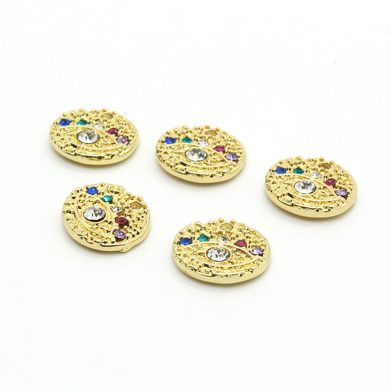6db Fényes Színes Strasszkő szemfülbevaló Bűbájok Török arany Evil Eye karkötő medálok Kiegészítő DIY Lucky Jewelry Make