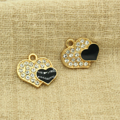 10 bucăți 18x16mm smalț strălucitor farmece duble inimă pentru brățară cercei colier pandantiv accesoriu bricolaj stras farmec bijuterii face