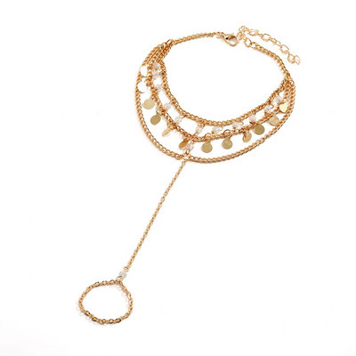 Epocă, mărgele colorate, gleznă pentru femei, lanț de ciucuri de culoare aurie, brățară de gleznă desculț, bijuterii boho, accesorii de plajă