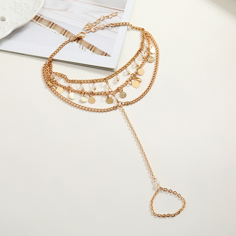 Epocă, mărgele colorate, gleznă pentru femei, lanț de ciucuri de culoare aurie, brățară de gleznă desculț, bijuterii boho, accesorii de plajă