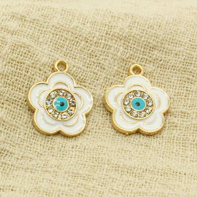 10 komada 18x15 mm emajlirani privjesci za naušnice s dvostrukim cvijećem za narukvicu, ogrlicu, privjeske Dodatak DIY Evil Eye privjesak Izrada nakita
