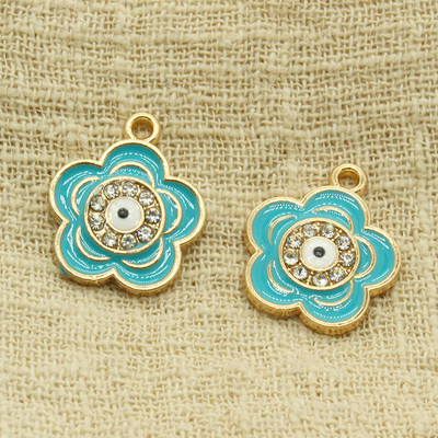 10 komada 18x15 mm emajlirani privjesci za naušnice s dvostrukim cvijećem za narukvicu, ogrlicu, privjeske Dodatak DIY Evil Eye privjesak Izrada nakita