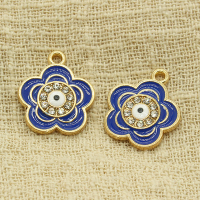 10 komada 18x15 mm emajlirani privjesci za naušnice s dvostrukim cvijećem za narukvicu, ogrlicu, privjeske Dodatak DIY Evil Eye privjesak Izrada nakita