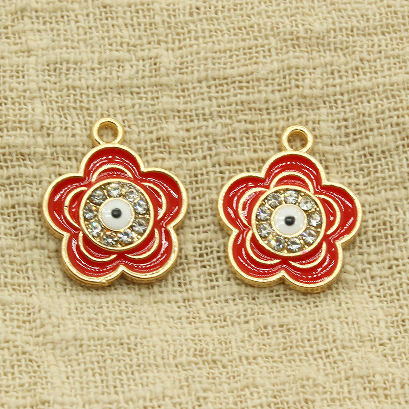 10 komada 18x15 mm emajlirani privjesci za naušnice s dvostrukim cvijećem za narukvicu, ogrlicu, privjeske Dodatak DIY Evil Eye privjesak Izrada nakita