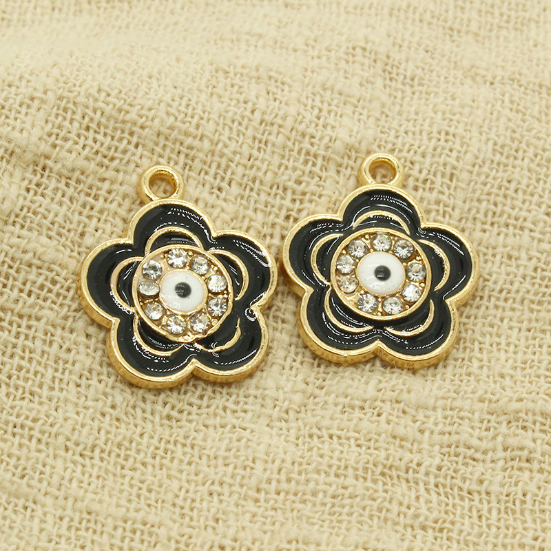 10 komada 18x15 mm emajlirani privjesci za naušnice s dvostrukim cvijećem za narukvicu, ogrlicu, privjeske Dodatak DIY Evil Eye privjesak Izrada nakita