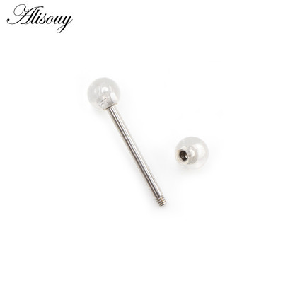 Alisouy 1 buc 14G noi pietre naturale bile din oțel inoxidabil limba barbell piercing fir unisex labret buze inele bar bijuterii corp