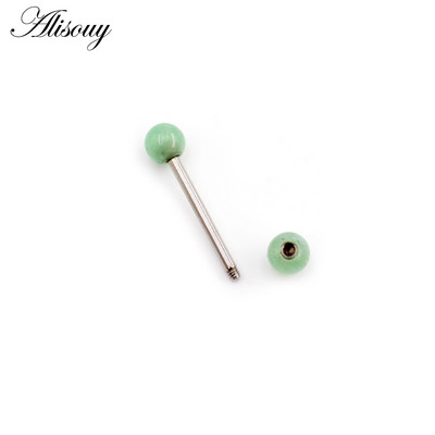 Alisouy 1 buc 14G noi pietre naturale bile din oțel inoxidabil limba barbell piercing fir unisex labret buze inele bar bijuterii corp